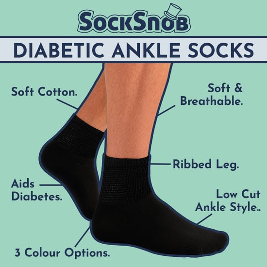 Paquete de 6 calcetines tobilleros para hombres, diabéticos, de algodón, transpirables, para uso diario - Image 2
