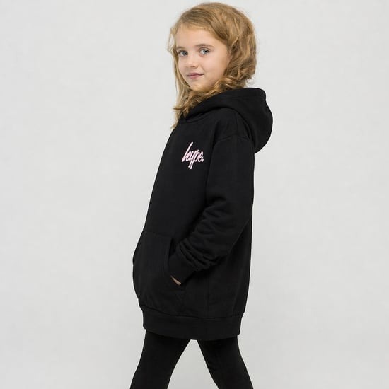 Sudadera con capucha para niñas, casual, negra, suave, con diseño gráfico en la parte posterior - Image 4