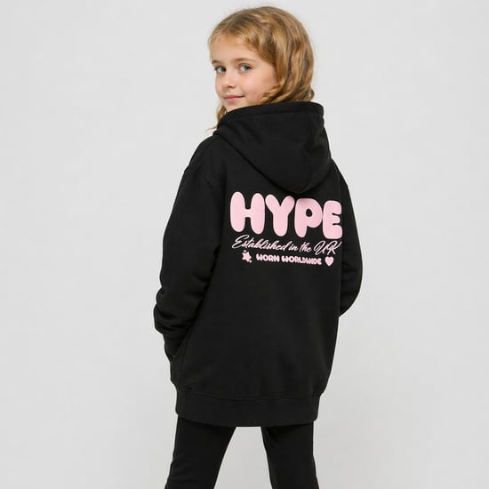 Sudadera con capucha para niñas, casual, negra, suave, con diseño gráfico en la parte posterior - Image 5