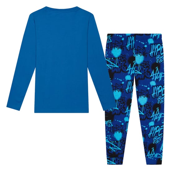 Conjunto de Pijamas de Graffiti Azul para Niños - Ropa de Dormir Suave para Descansar - Image 2