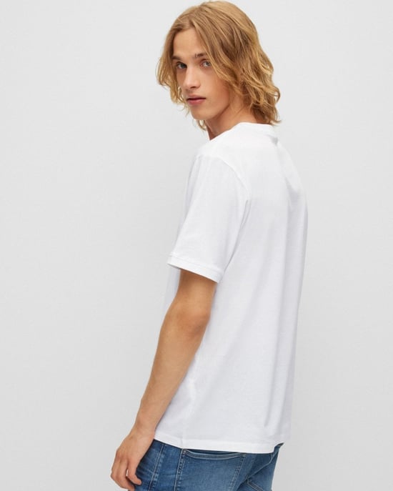 HUGO Red Logo Patch Sustainable T-Shirt - White - Image 2