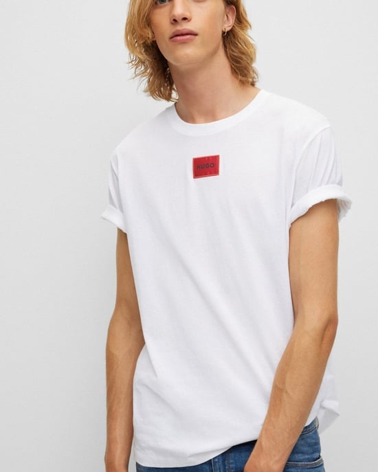HUGO Red Logo Patch Sustainable T-Shirt - White - Image 3