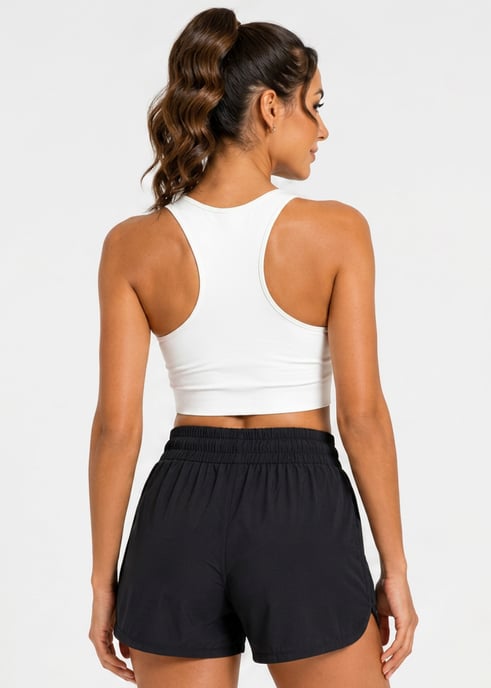 Pantalones cortos negros elásticos de cintura alta - Image 2