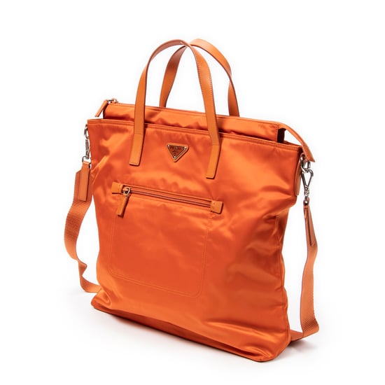 Prada Large Convertible Vertical Tote en naranja Lienzo - Image 2