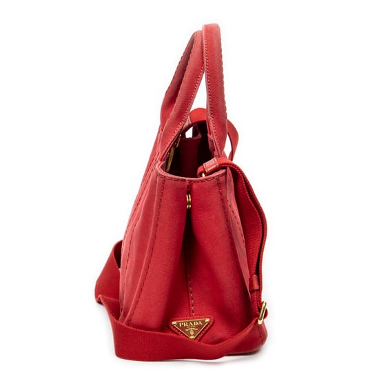 Prada Small Canapa Tote  en  Red Lienzo - Image 4