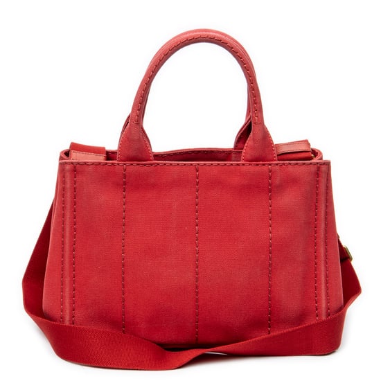 Prada Small Canapa Tote  en  Red Lienzo - Image 5