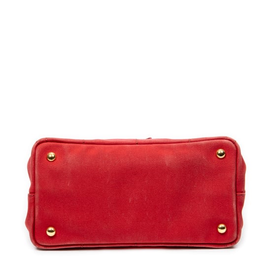 Prada Small Canapa Tote  en  Red Lienzo - Image 6