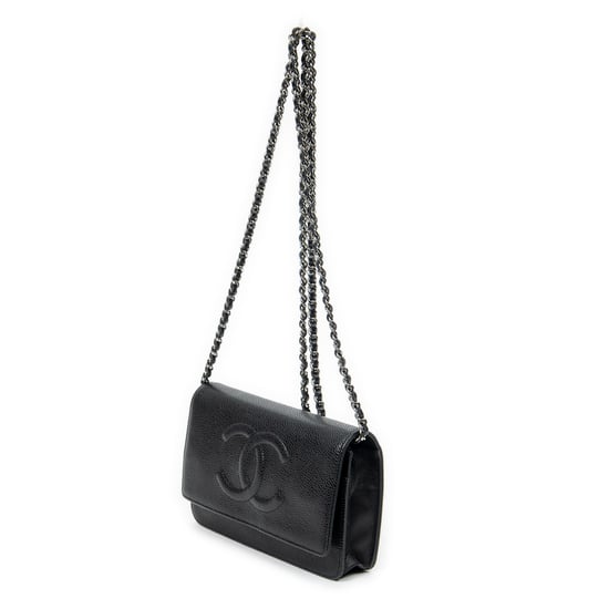 Chanel CC Classic Chain Wallet en negro Cuero de ternero - Image 2