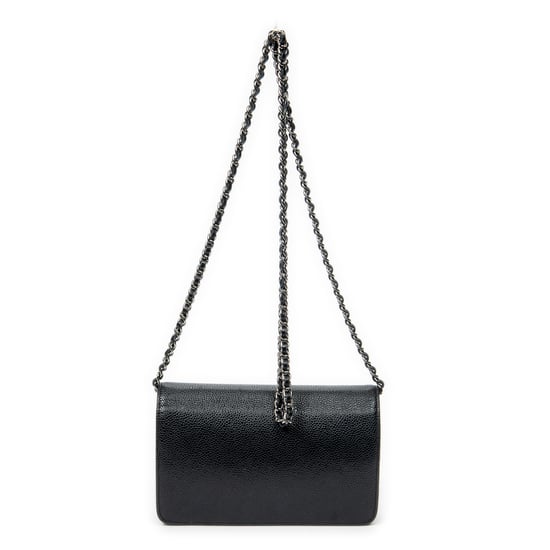 Chanel CC Classic Chain Wallet en negro Cuero de ternero - Image 5