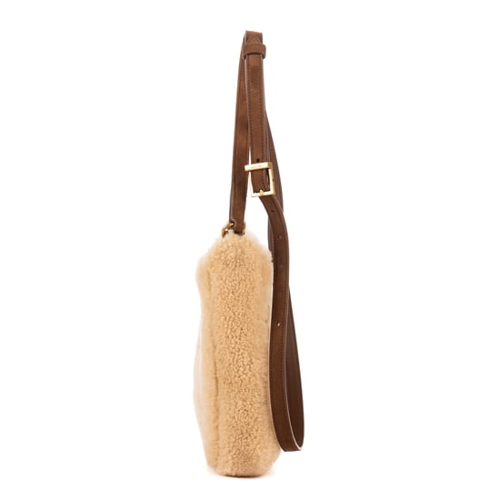 Yves Saint Laurent 5 à 7 Shearling Bucket Mini en  beige Cuero de becerro - Image 3