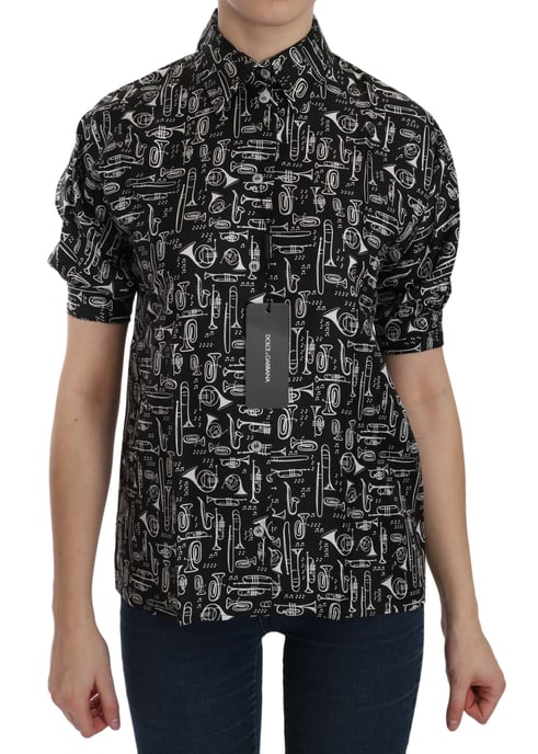 Camisa de seda con estampado de instrumentos musicales - Image 1