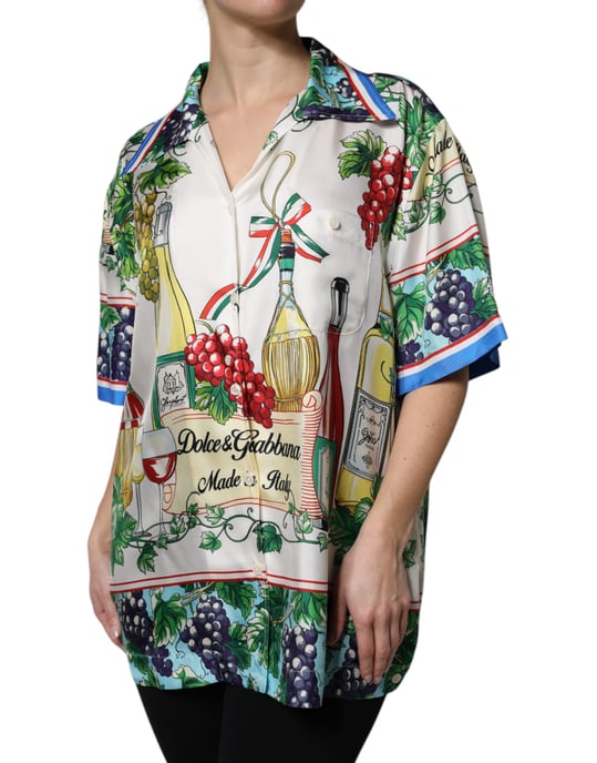 Camisa de seda con estampado de vino - Image 2