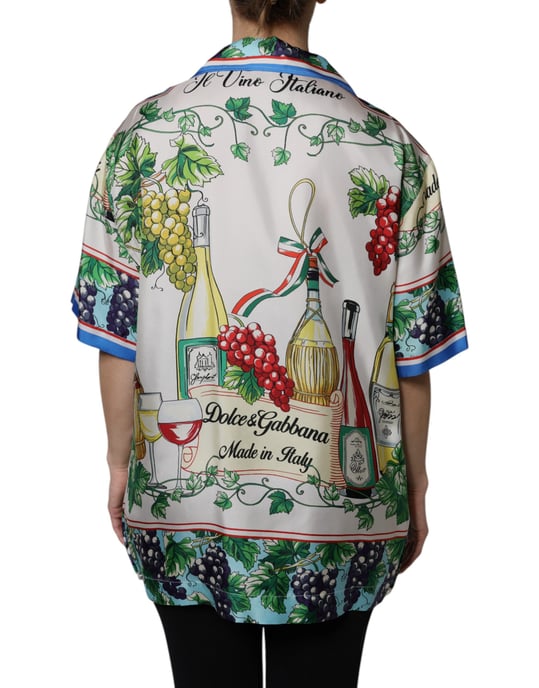 Camisa de seda con estampado de vino - Image 3