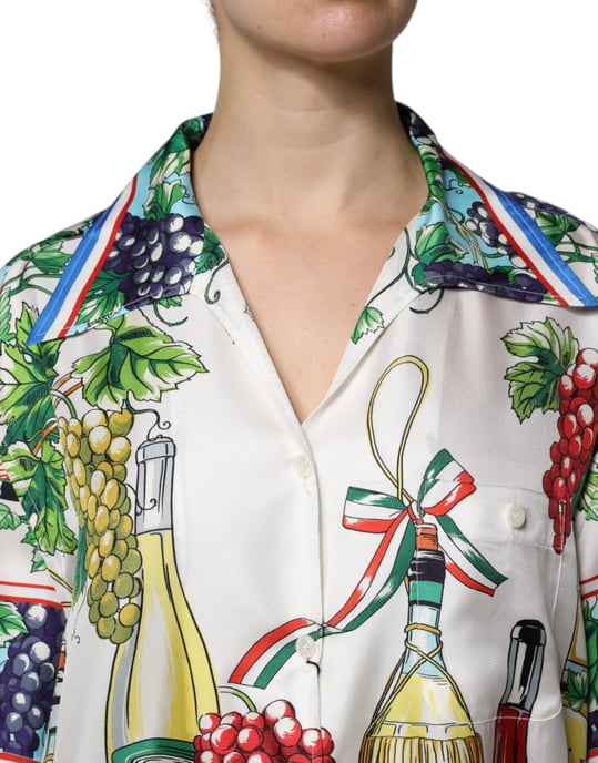 Camisa de seda con estampado de vino - Image 4
