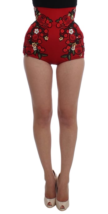 Pantalones Cortos con Bordado Floral de Dolce Gabbana de Cintura Alta - Image 1