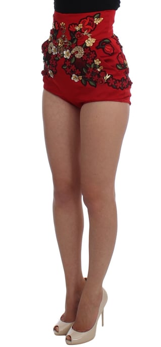 Shorts de Cintura Alta Bordados con Flores - Image 4