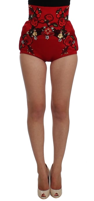 Shorts de Cintura Alta con Bordado Floral Dolce Gabbana - Image 1