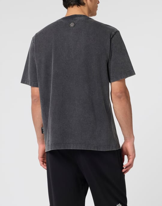 Washed Round Neck T-Shirt Eagle Skull Skull - Image 5