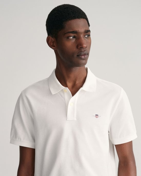GANT Mens Regular Fit Short Sleeve Shield Logo Pique Polo - Image 1
