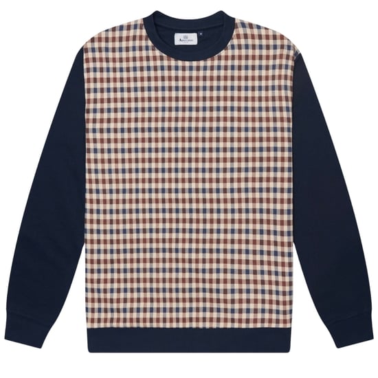 Sudadera Aquascutum Active Club Check Crewneck Azul Marino - Image 1