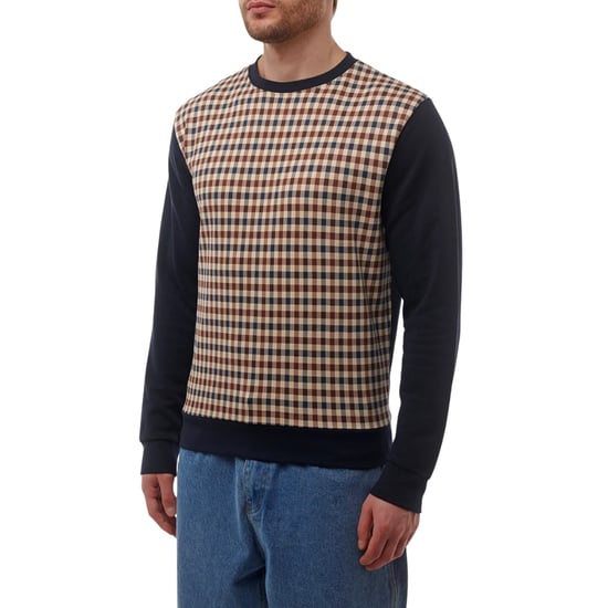 Sudadera Aquascutum Active Club Check Crewneck Azul Marino - Image 3
