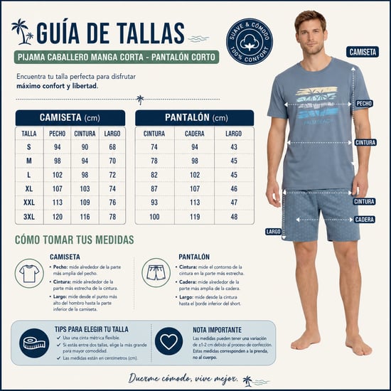 Pijamas Cortos de Algodón para Hombre Verano KL30000 - Image 6