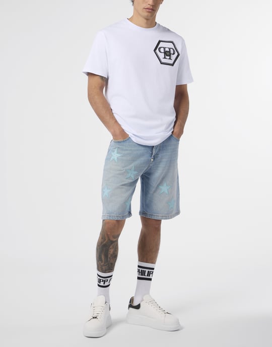Round Neck T-Shirt Lines Hexagon - Image 4
