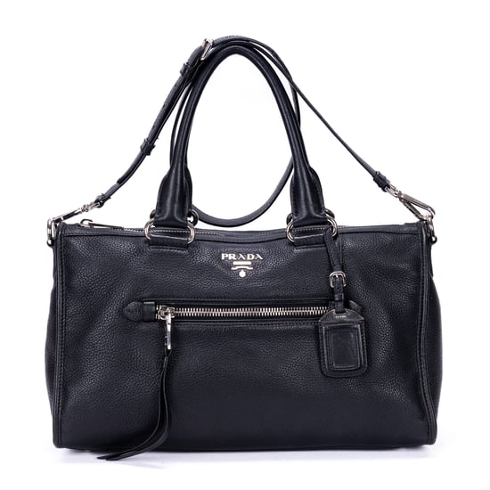 Prada Front Pocket Double Handle Tote en negro Cuero de ternero - Image 1