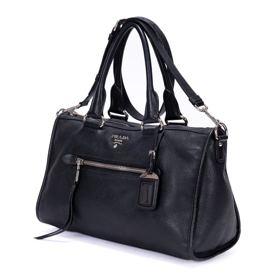 Prada Front Pocket Double Handle Tote en negro Cuero de ternero - Image 2