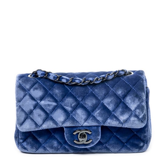 Chanel Mini Classic Single Flap en Azul Lienzo - Image 1