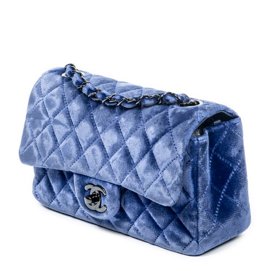 Chanel Mini Classic Single Flap en Azul Lienzo - Image 2