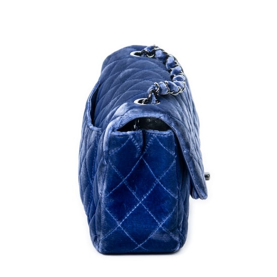Chanel Mini Classic Single Flap en Azul Lienzo - Image 4