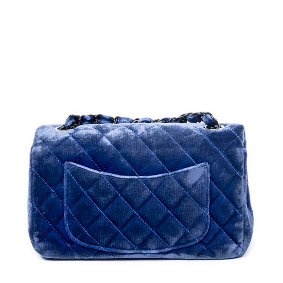 Chanel Mini Classic Single Flap en Azul Lienzo - Image 5