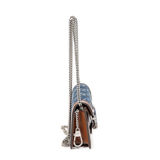 Gucci Mini Dionysus Chain Crossbody en Vaquero beige/azul Lienzo - Image 4