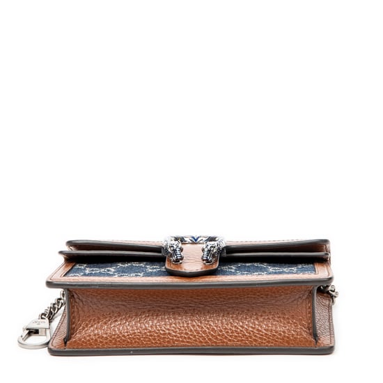Gucci Mini Dionysus Chain Crossbody en Vaquero beige/azul Lienzo - Image 6