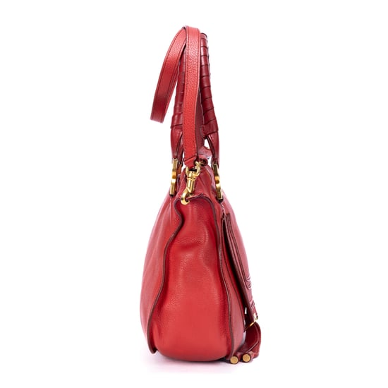 Chloé Medium Marcie Saddle Medium en Red Cuero de ternero - Image 4