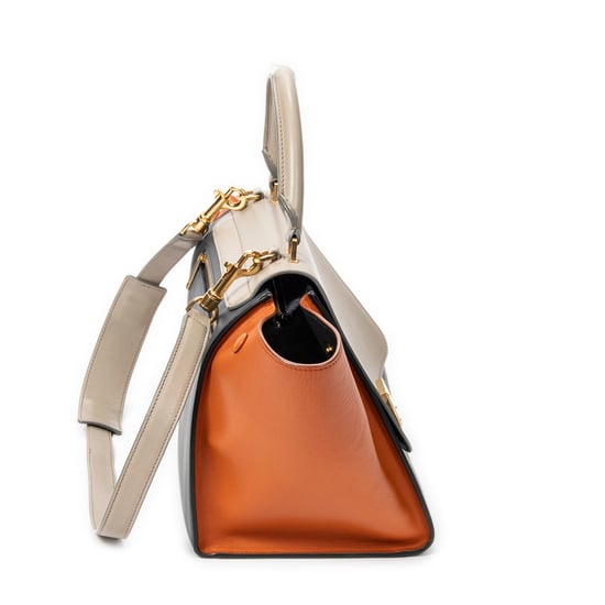 Celine Small Tricolor Trapeze en Grey Cuero de ternero - Image 4