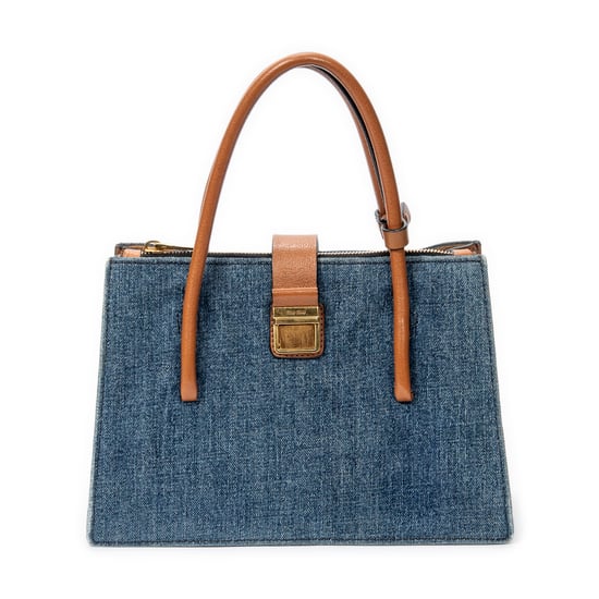 Miu Miu Pushlock Convertible Tote en Azul Lienzo - Image 1