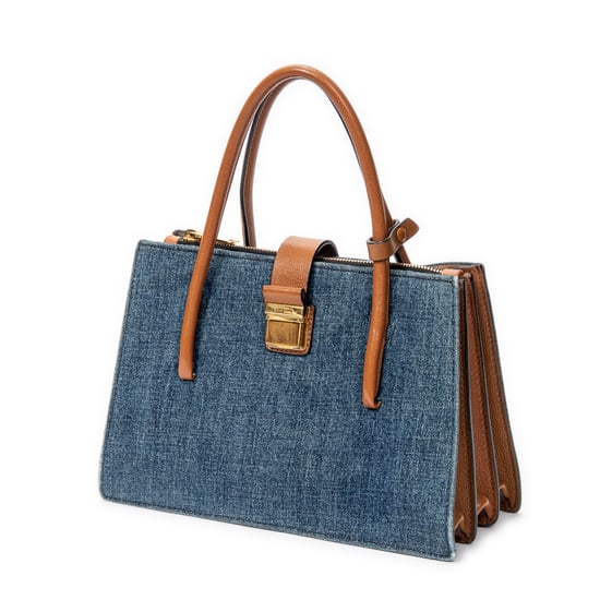 Miu Miu Pushlock Convertible Tote en Azul Lienzo - Image 2