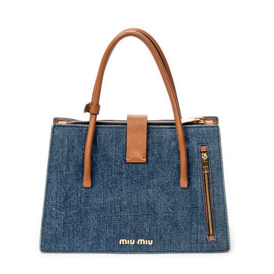 Miu Miu Pushlock Convertible Tote en Azul Lienzo - Image 5