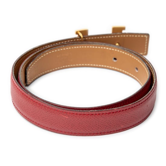 Hermès H Constance Belt 65 en Rojo/Bronceado Cuero de ternero - Image 3