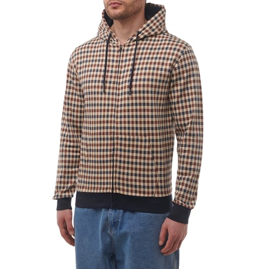 Sudadera Con Capucha Y Cremallera Completa Aquascutum Active Club Check, Color Azul Marino - Image 3