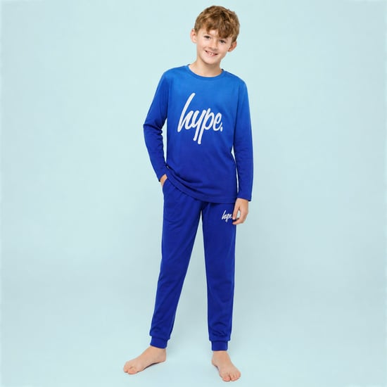 Pijama de Manga Larga Ombre para Niños Azul - Image 4