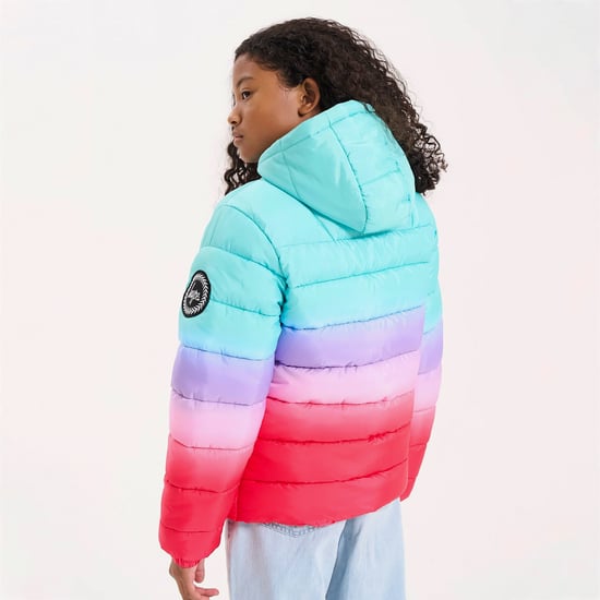 Chaqueta acolchada para niñas, abrigo de invierno rosa con capucha y acolchado cálido. - Image 4