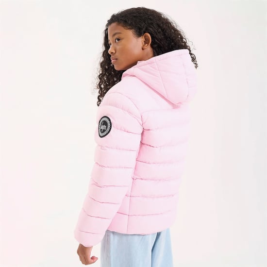 Chaqueta acolchada para niñas, abrigo de invierno con capucha en color rosa - Image 4
