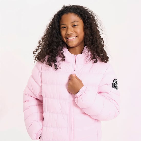 Chaqueta acolchada para niñas, abrigo de invierno con capucha en color rosa - Image 5