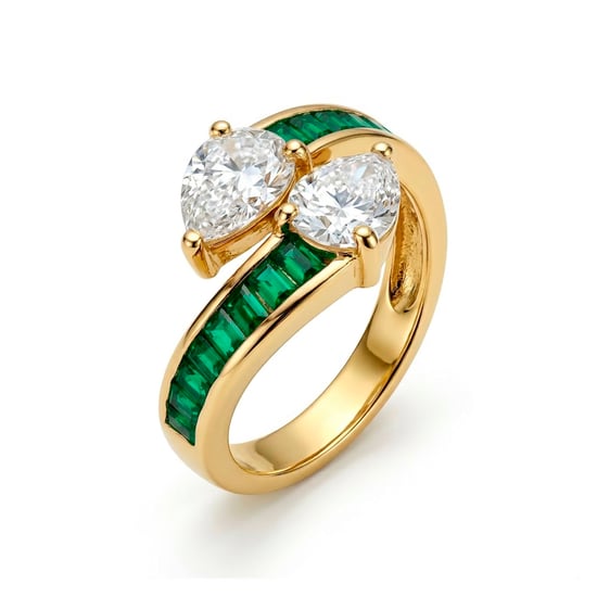 Luxenter Anillo de Circonita Esmeralda acabado en oro amarillo de 18k - Darbia - Image 1