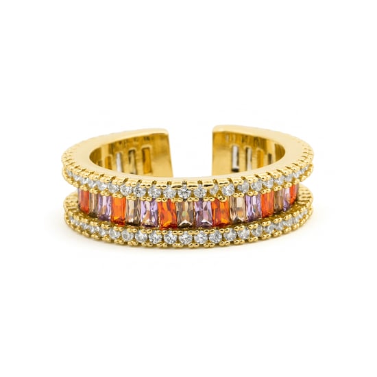Anillo Luxenter de Aleación de Metal y Circonita Multicolor acabado en oro amarillo de 18k - Baldlal - Image 6