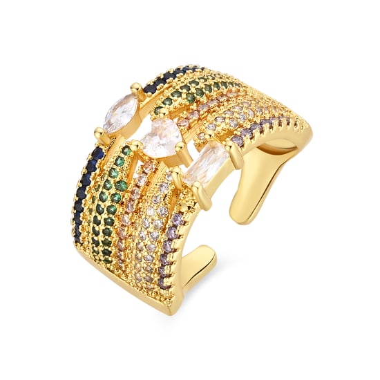 Anillo Luxenter de Aleación de Metal y Circonita Multicolor acabado en oro amarillo de 18k - Thihsak - Image 1