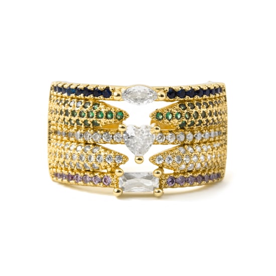 Anillo Luxenter de Aleación de Metal y Circonita Multicolor acabado en oro amarillo de 18k - Thihsak - Image 6